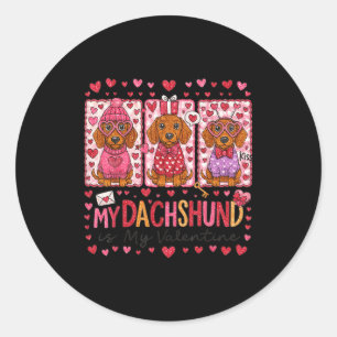 Sticker Rond Câlins Mon Dachshund Est Mon Saint-Valentin Maman 
