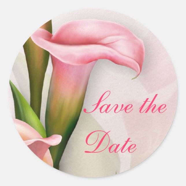 Sticker Rond Calla Lily rose Enregistrer la date Enveloppe Scea (Devant)
