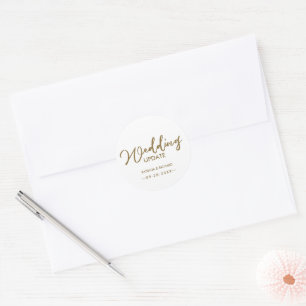 Sticker Rond Calligraphie Chic Mariage Mise à Jour Or