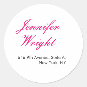 Sticker Rond Calligraphie chic minimaliste nom personnalisé adr