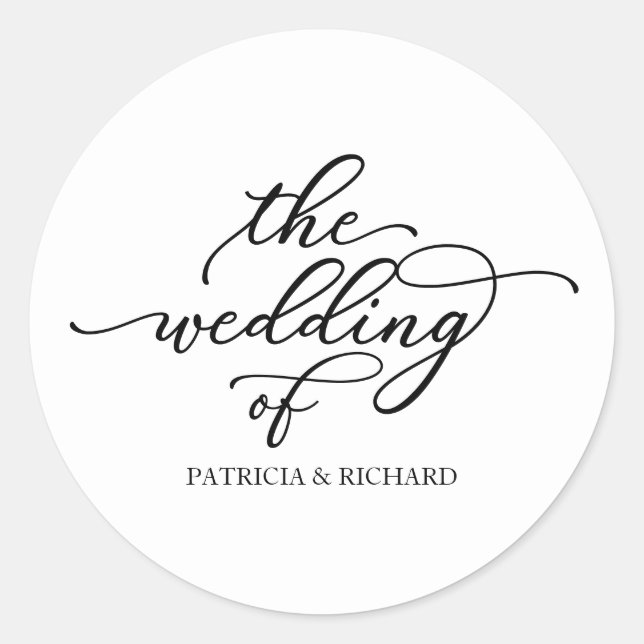 Sticker Rond Calligraphie Chic Moderne Le Mariage De Classic Ro (Devant)