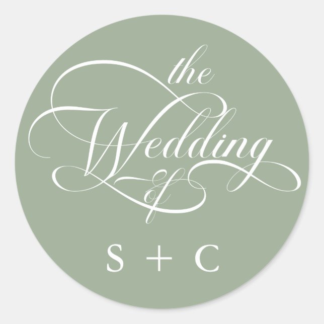 Sticker Rond Calligraphie classique romantique Mariage Sage Gre (Devant)
