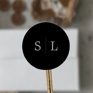 Sticker Rond Calligraphie d'argent romantique Phoques d'envel