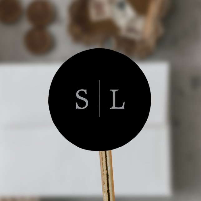 Sticker Rond Calligraphie d'argent romantique | Phoques d'envel (Créateur téléchargé)