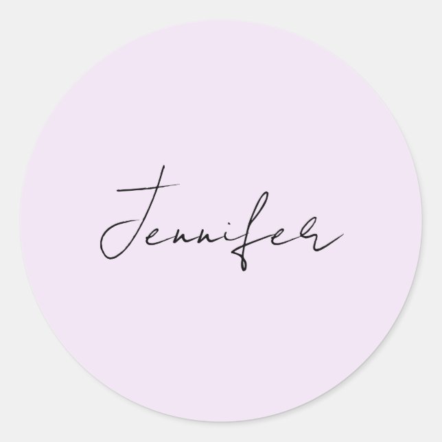 Sticker Rond Calligraphie de couleur pastel Élégant Simple Nom (Devant)