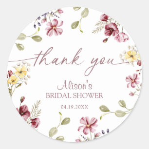 Sticker Rond Calligraphie de fleur sauvage lavande pour douche 