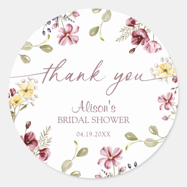 Sticker Rond Calligraphie de fleur sauvage lavande pour douche  (Devant)