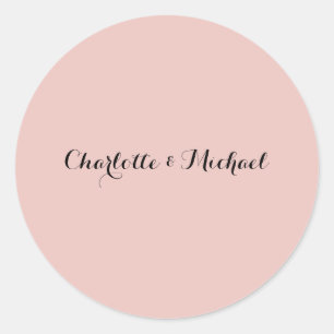 Sticker Rond Calligraphie de mariage Élégante Rose Gold Nom sim