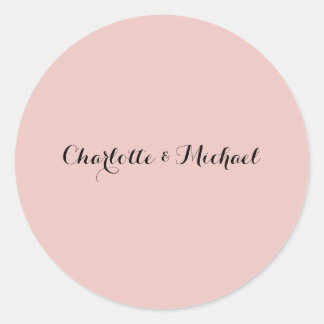 Sticker Rond Calligraphie de mariage Élégante Rose Gold Nom sim