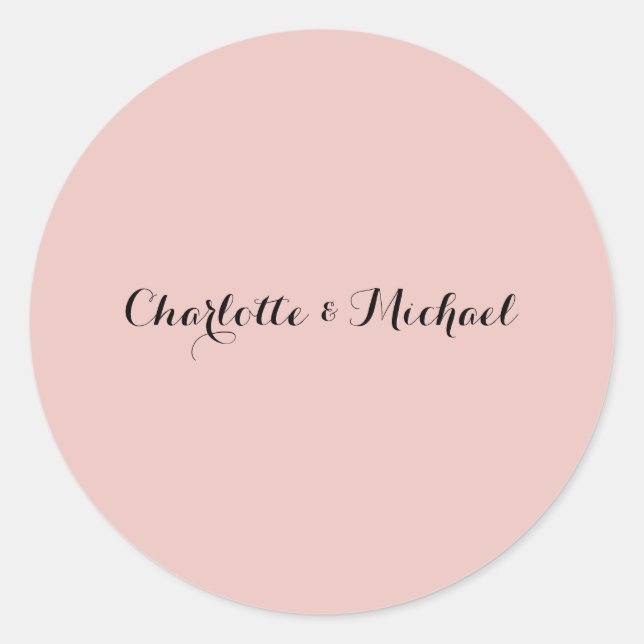 Sticker Rond Calligraphie de mariage Élégante Rose Gold Nom sim (Devant)