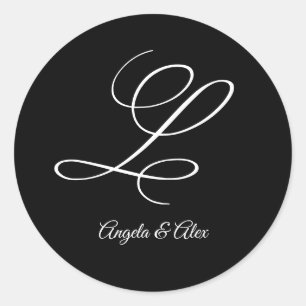 Sticker Rond Calligraphie de mariage Lettre L majuscule enjoliv