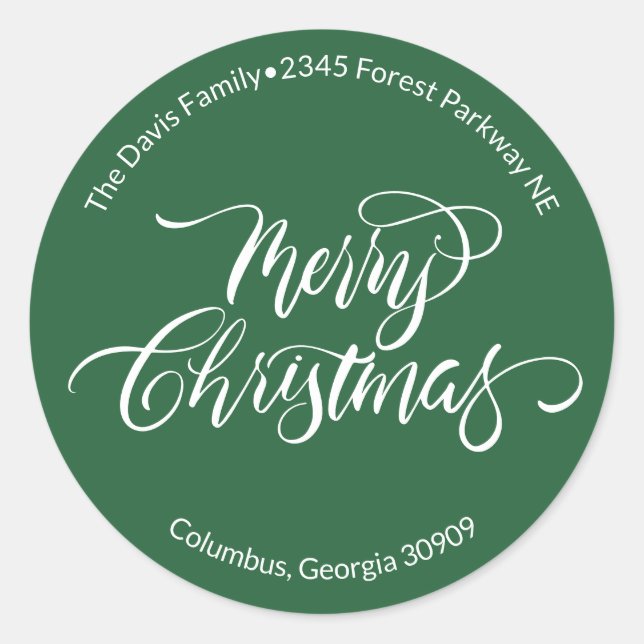 Sticker Rond Calligraphie de Noël Adresse de Retour (Devant)