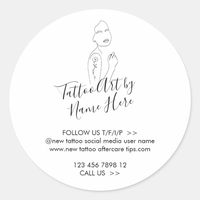 Sticker Rond calligraphie de style ART de tatouage moderne (Devant)