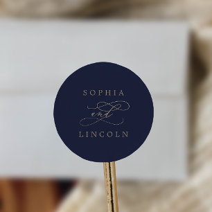 Sticker Rond Calligraphie d'or romantique   Phoques d'enveloppe