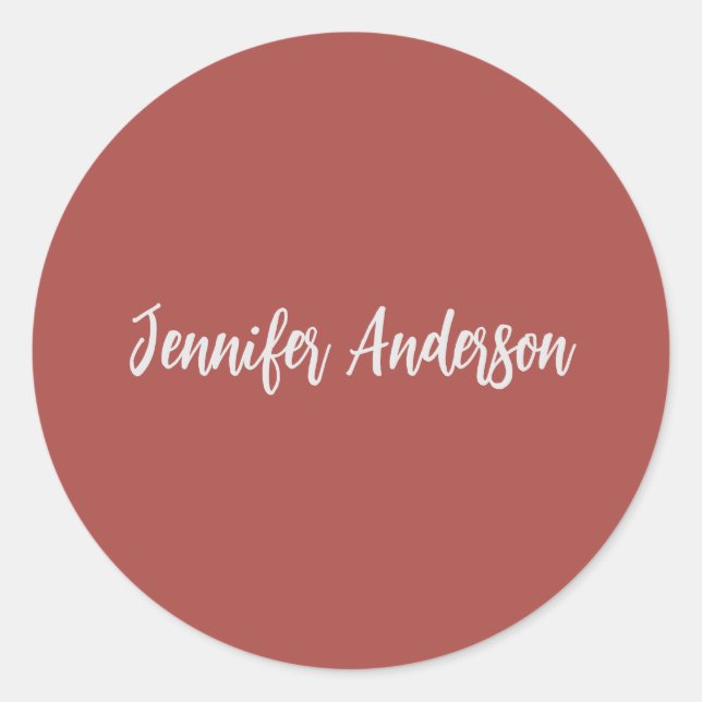 Sticker Rond Calligraphie Élégante brique personnalisée Rouge (Devant)