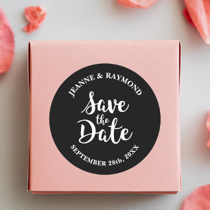 Sticker Rond Calligraphie élégante Enregistrer la date Mariage