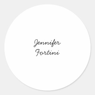 Sticker Rond Calligraphie Élégante Noir & Blanc Simple