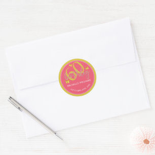 Sticker Rond Calligraphie élégante papillon pailleté or