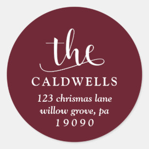 Sticker Rond Calligraphie familiale traditionnelle Adresse de r