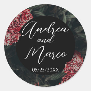 Sticker Rond Calligraphie Floral Mariage gothique