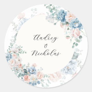 Sticker Rond Calligraphie Florale Mariage Classique Romantique
