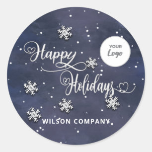 Sticker Rond Calligraphie Happy Holidays logo de l'entreprise H
