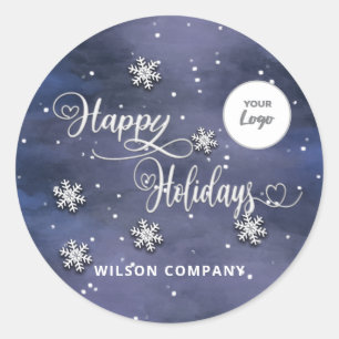 Sticker Rond Calligraphie Happy Holidays logo de l'entreprise H