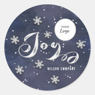 Sticker Rond Calligraphie Joy snowfakes logo de l'entreprise Ho