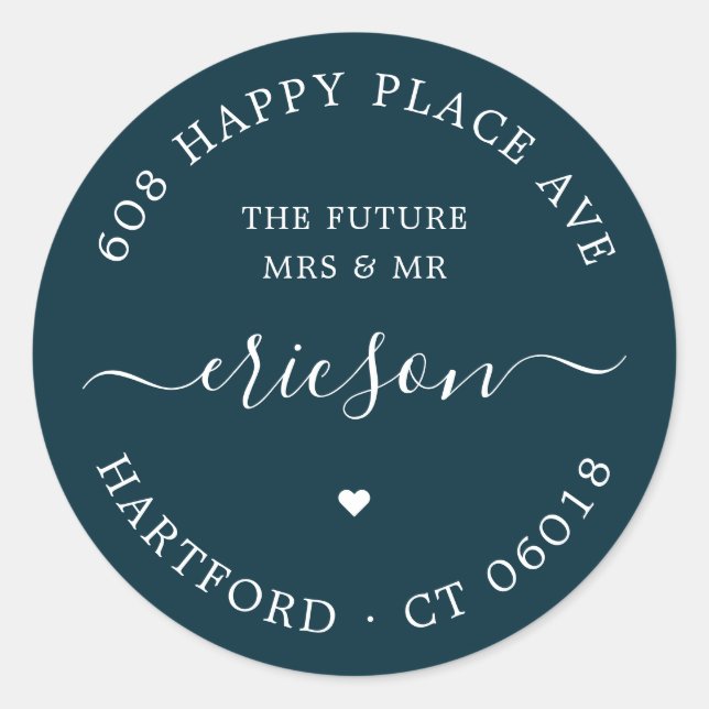 Sticker Rond Calligraphie Le futur Mariage Adresse de retour (Devant)