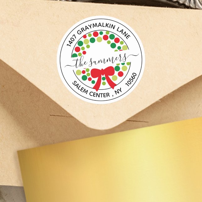 Sticker Rond Calligraphie manuscrite moderne Adresse de Noël (Créateur téléchargé)