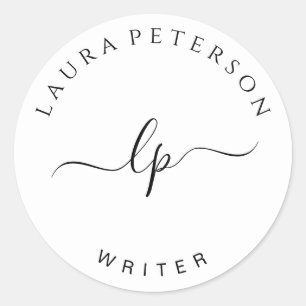 Sticker Rond Calligraphie manuscrite simple et élégante