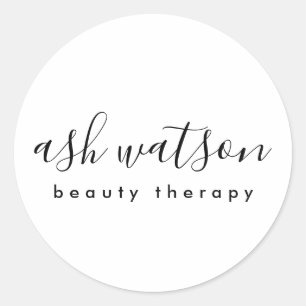 Sticker Rond Calligraphie manuscrite simple et moderne blanc cl