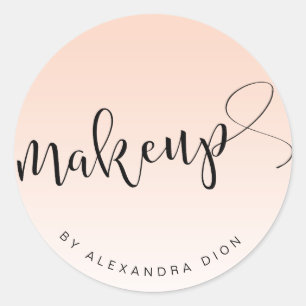 Sticker Rond Calligraphie manuscrite simple rose vif