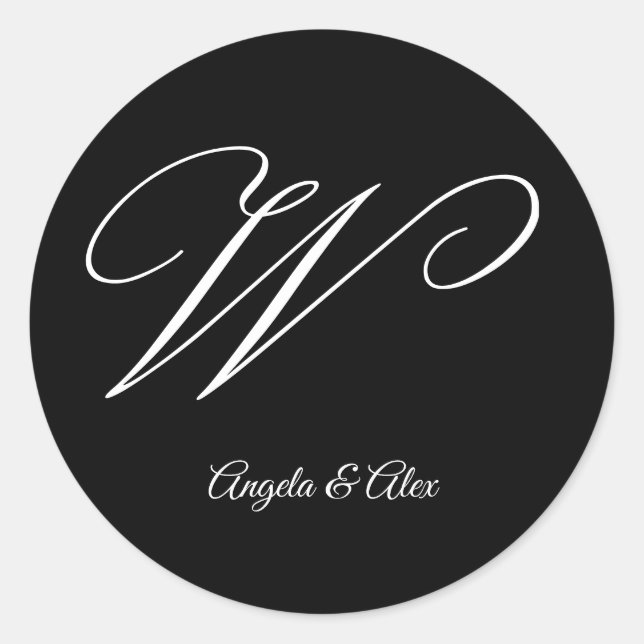Sticker Rond Calligraphie mariage Lettre fantaisie W Monogramme (Devant)