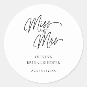 Sticker Rond Calligraphie Mariage Miss à Mme Fête des mariées