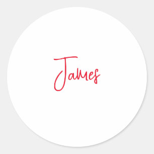 Sticker Rond Calligraphie minimaliste moderne rouge blanc