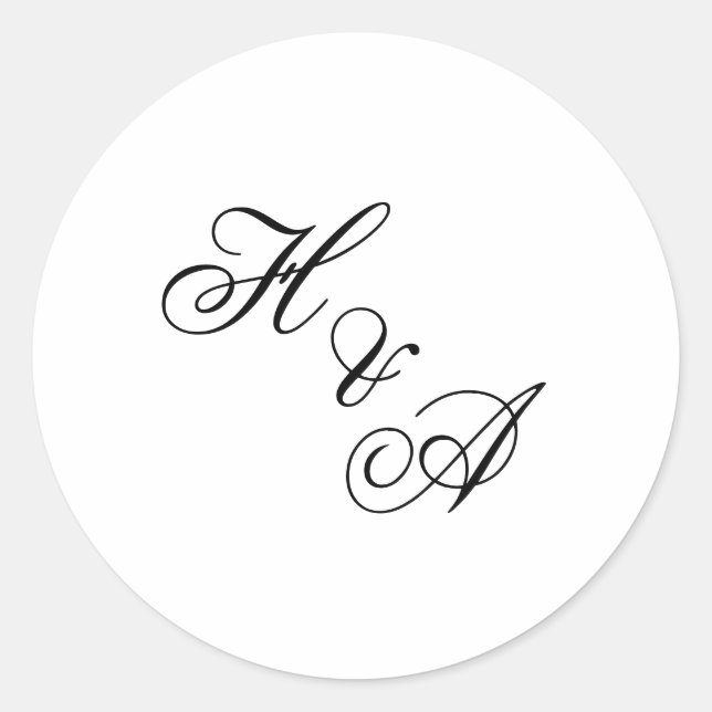 Sticker Rond Calligraphie Moderne Élégante Monogramme Mariage (Devant)