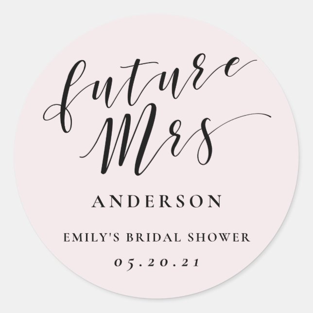 Sticker Rond Calligraphie moderne Future Mrs. Enterrement de vi (Devant)