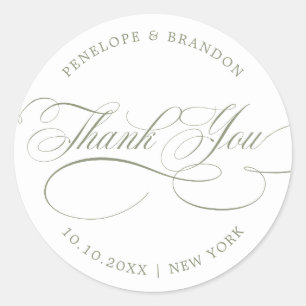 Sticker Rond Calligraphie moderne intemporelle Sage  remercieme