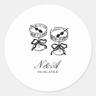 Sticker Rond Calligraphie moderne Mariage noir blanc