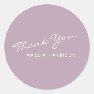 Sticker Rond Calligraphie moderne minimaliste Lilac Nom Merci