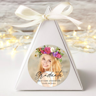 Sticker Rond Calligraphie moderne - Script d'encre - Photo d'un