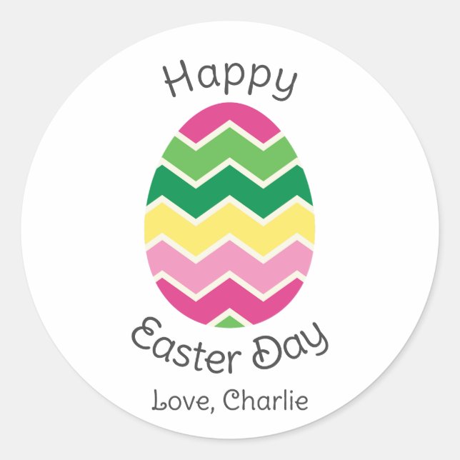 Sticker Rond Calligraphie moderne simple Joyeux Pâques à des am (Devant)