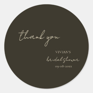 Sticker Rond Calligraphie moderne vert foncé Mariage Remercieme