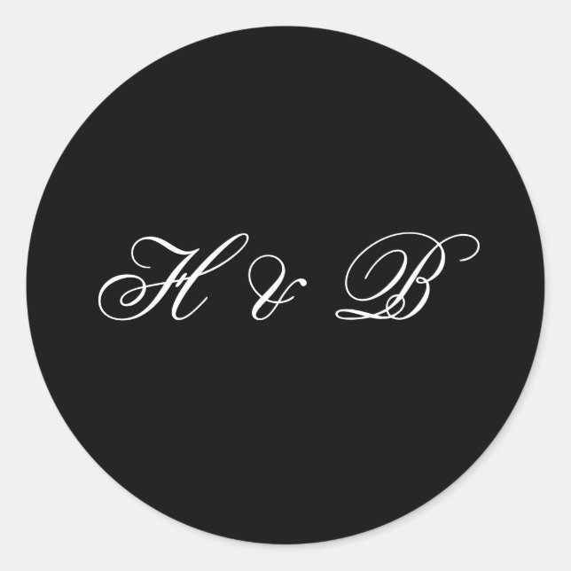 Sticker Rond Calligraphie Monogramme Mariage classique noir et  (Devant)