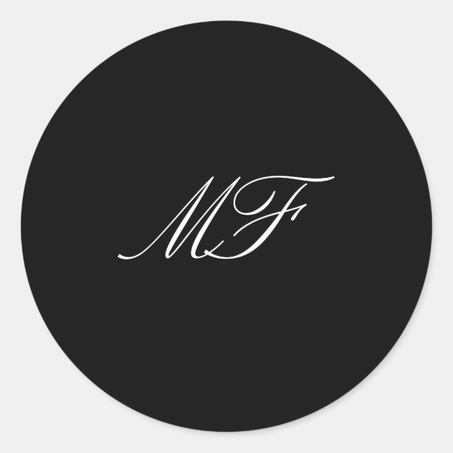 Sticker Rond Calligraphie Monogramme Mariage noir blanc (Devant)