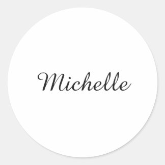 Sticker Rond Calligraphie Nom Creative Trendy White