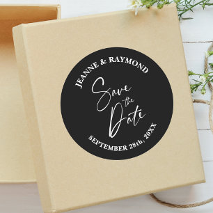 Sticker Rond Calligraphie Romantique Faire-Part de Mariage Noir