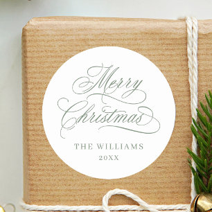 Sticker Rond Calligraphie romantique Joyeux Noël Silence Sage