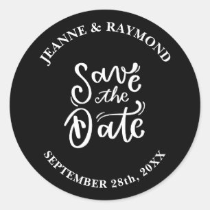 Sticker Rond Calligraphie romantique Noir Mariage Enregistrer l